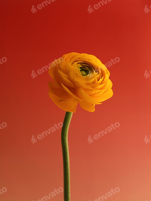 Preview: Vibrant yellow flower stands out against a vibrant red background