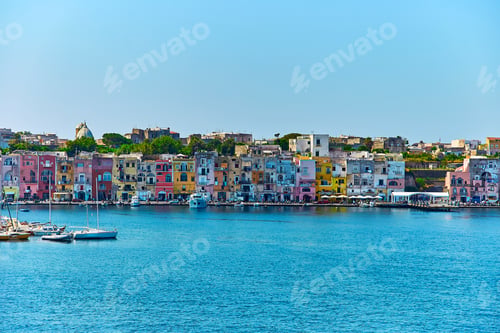 Preview: Procida island, Naples, Italy, colorful houses in Marina di Corricella
