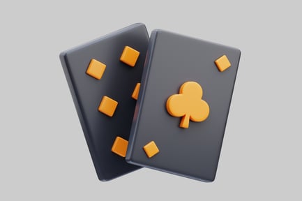 Preview: Two playing cards clover and square with cubes