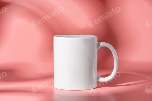 Preview: Ceramic mug mock up on pink background studio shot