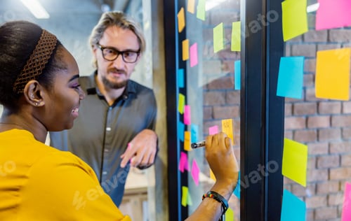 Preview: Portrait of business creative people man woman meeting at office