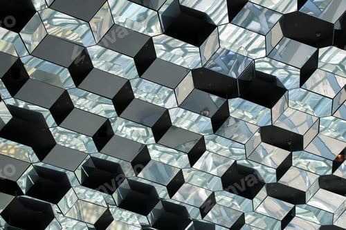 Preview: Unique shot of abstract 3D cube shaped glass