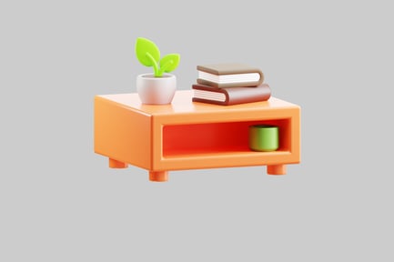 Preview: Low orange table with decor
