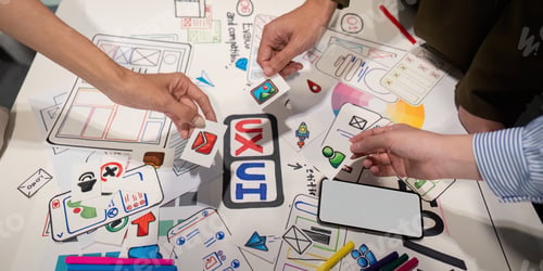 Preview: Brainstorm planning creative asian teamwork, Group of mobile phone app developer team meeting for