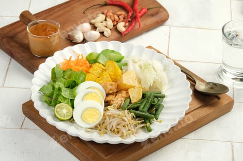 Preview: Gado Gado Indonesian Mix vegetables Salad from Boiled or Steam Vegetable Served with Peanut Sauce.
