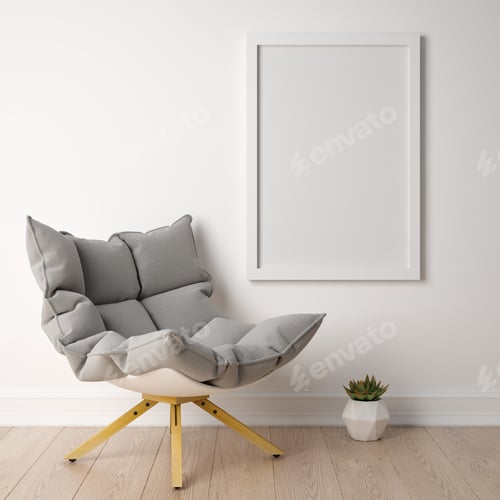 Preview: Minimal Interior with Armchair and Picture Frame
