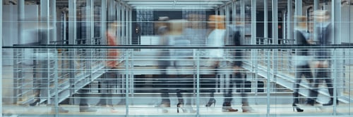 Preview: Blurred People Walking in Modern Office Interior