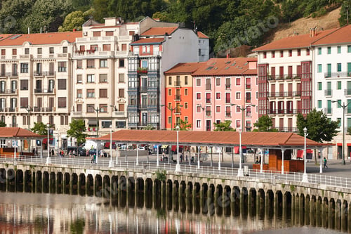 Preview: Bilbao river nervion with traditional buildings. Tourism in Spain