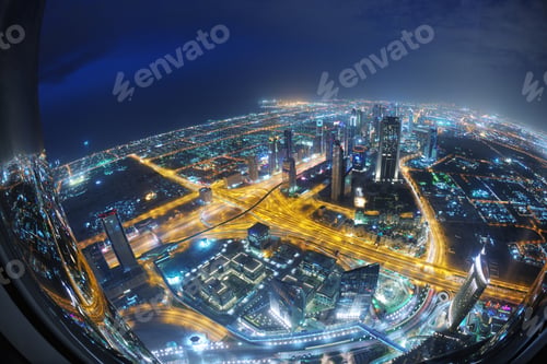 Preview: Dubai City Skyline Main Road And New Skyscrapers At Sunset