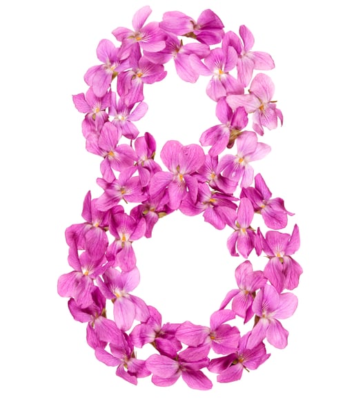 Preview: Arabic numeral 8, eight, from flowers of viola, isolated on white background