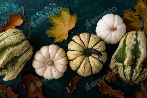 Preview: Autumn fall background with pumpkins