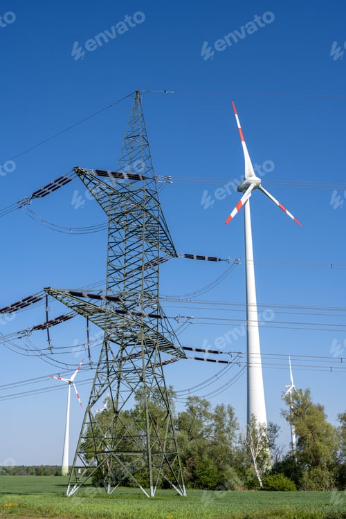 Preview: Wind turbine and an electricity pylon