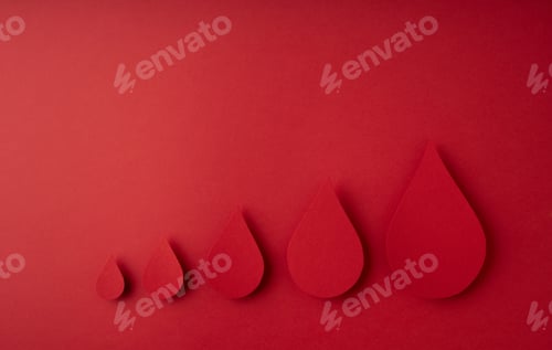 Preview: World donor day concept with paper red drop on white background
