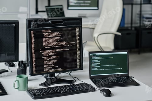 Preview: Computer monitors with program codes