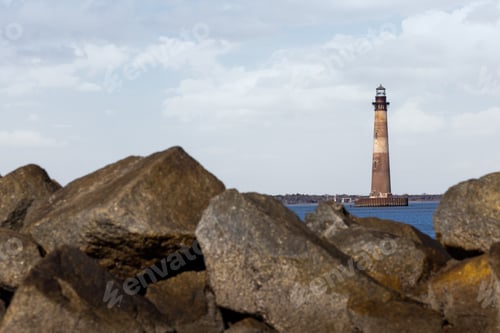 Preview: View of Morris Island Lighthouse From Folly Beach in South Carolina