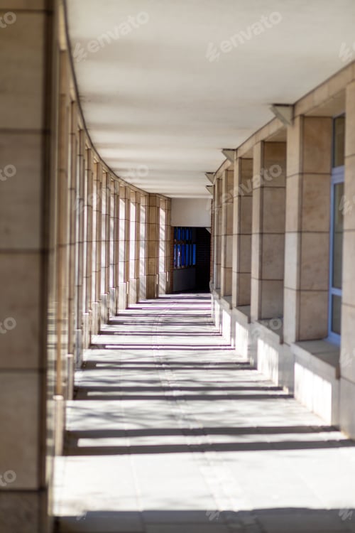 Preview: Hallway, illuminated by a bright light source, filled with shadows
