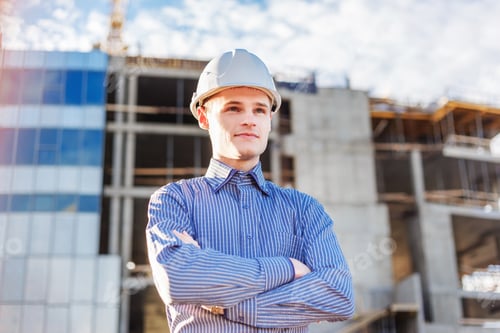 Preview: Portrait of a foreman on construction background
