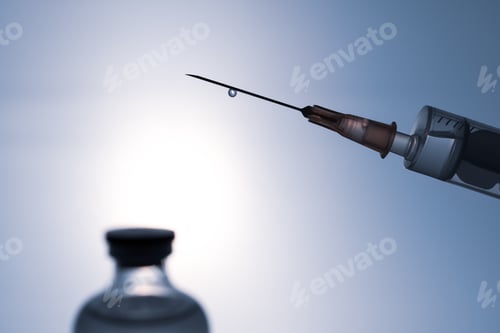Preview: Bottle with solution for injection and injection needle