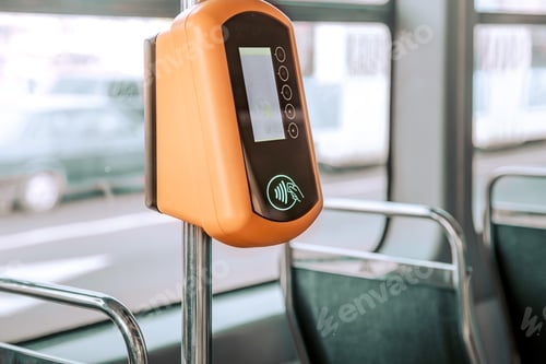 Preview: Automatic contactless payment for public transport, close-up.