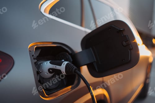 Preview: Charging an electric car, future transportation concept