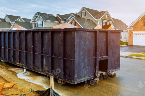 Preview: garbage containers near the new home, Red containers, recycling and waste