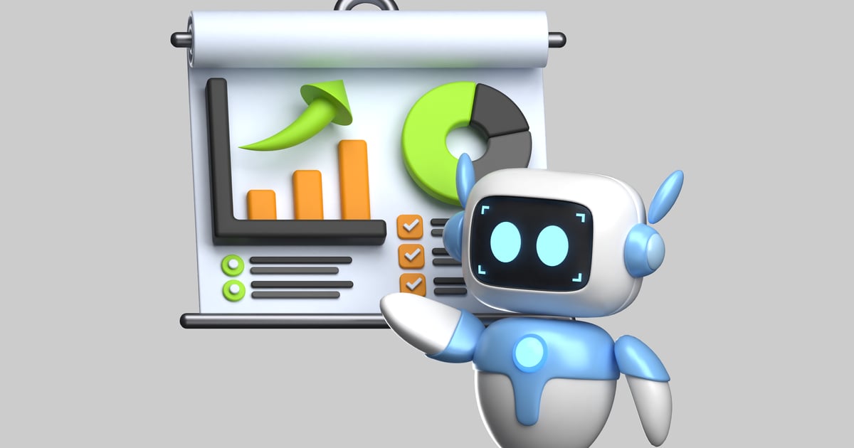Business robot with chart display 3D, Incl. robot & graph - Envato