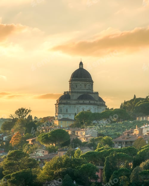 Preview: Temple of Santa Maria della Consolazione at Sunset, Todi, Umbria