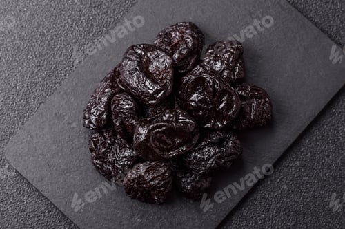 Preview: Sweet dried plums or prunes, organic dehydrated fruit for dietary nutrition. Prunes or dried plums
