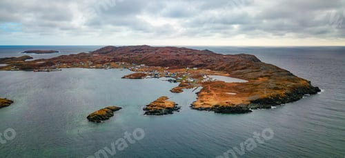 Preview: Small Town, Coast on East Coast of Atlantic Ocean. Aerial Nature Background.