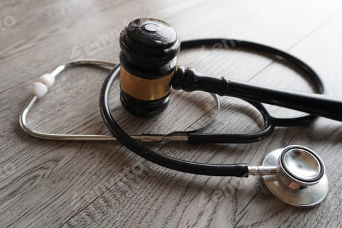 Preview: Judge gavel and stethoscope.