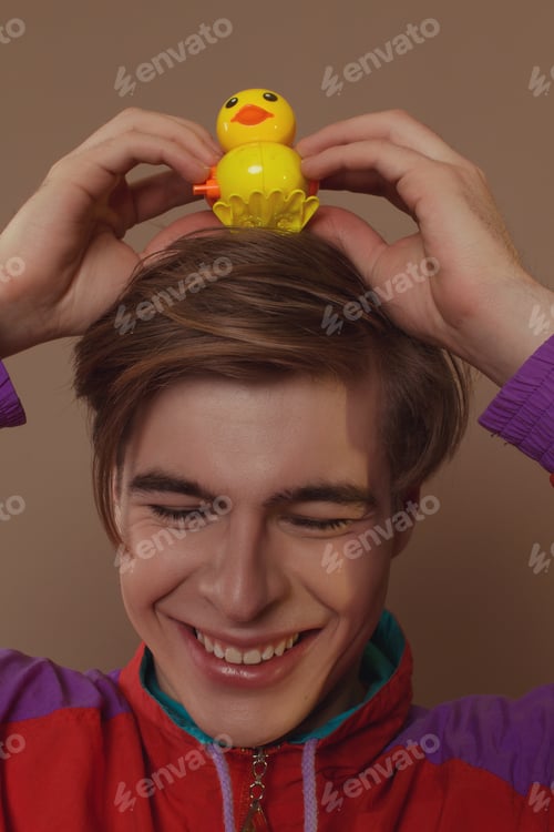 Preview: Cute Guy In Hipster Clothes 90S Posing In Studio