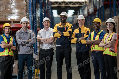 Preview: A team of engineers inspects the warehouse in a large storage warehouse.