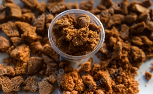 Preview: Crushed cookie crumbs in plastic cup with spill