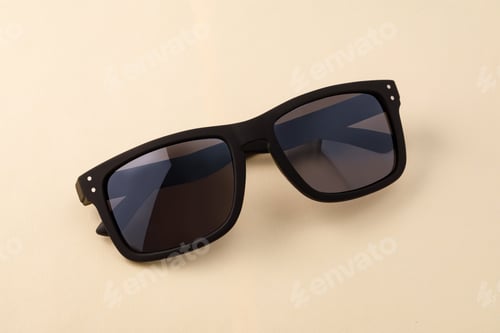 Preview: Black frame sunglasses on plain background, fashion accessory