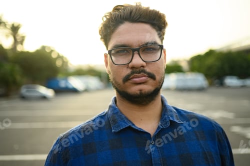 Preview: Smiling man in glasses on street