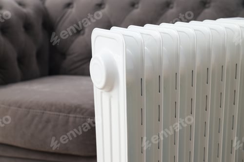 Preview: Concept of heating season, modern white electric heater