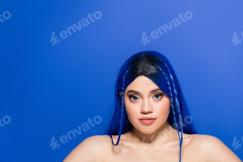 Preview: vibrant youth, self expression, emotional, portrait of young woman with dyed hair