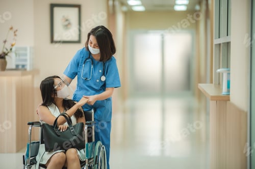 Preview: medical health insurance concept at hospital with doctor team and patient health care