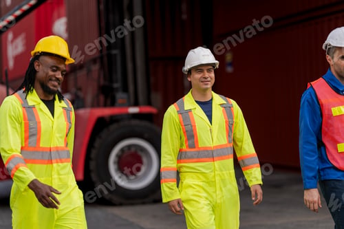Preview: logistics workers people working to operation on site containers yard.