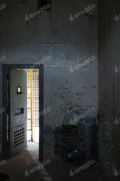 Preview: Old cell door in a large hallway in the Joliet Prison