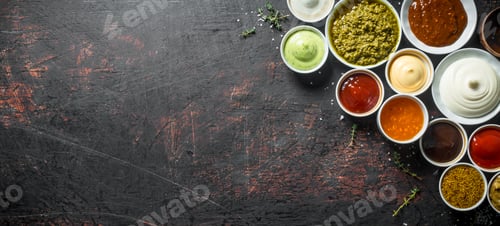 Preview: Range of different types of sauces.