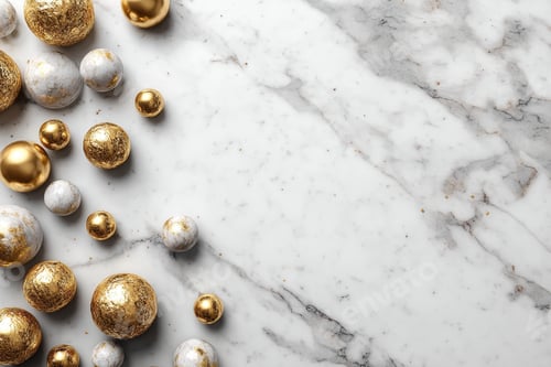 Preview: Elegant Gold Spheres on Marble Background