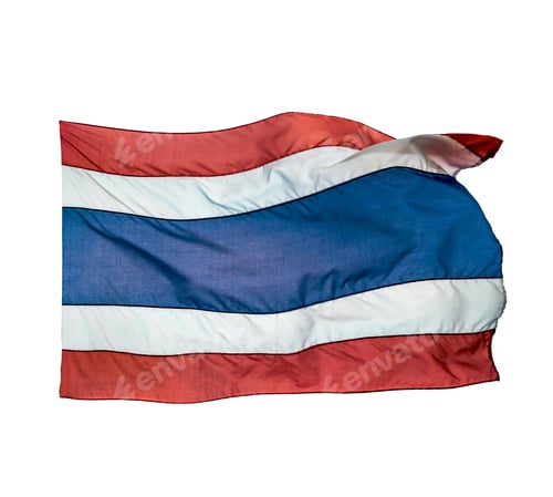 Preview: Thailand flag of waving on white background