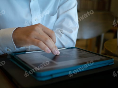 Preview: pointing finer cheerful person people business hand arm touchscreen tablet notebook computer smartp
