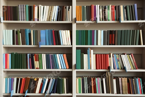 Preview: View of shelves with books in library
