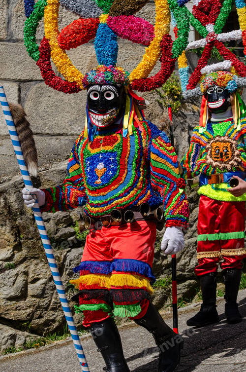 Preview: Traditional mask of the carnival of Viana do Bolo is the Boteiro. Ourense, Galicia. Spain