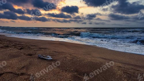 Preview: Lost women shoes on sea shore