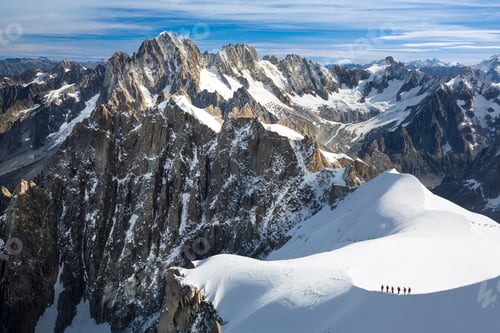 Preview: 54498,Mountaineers heading to Mt. Blanc, Chamonix, France