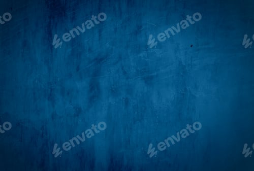 Preview: Vintage grunge blue concrete texture studio wall background with vignette.