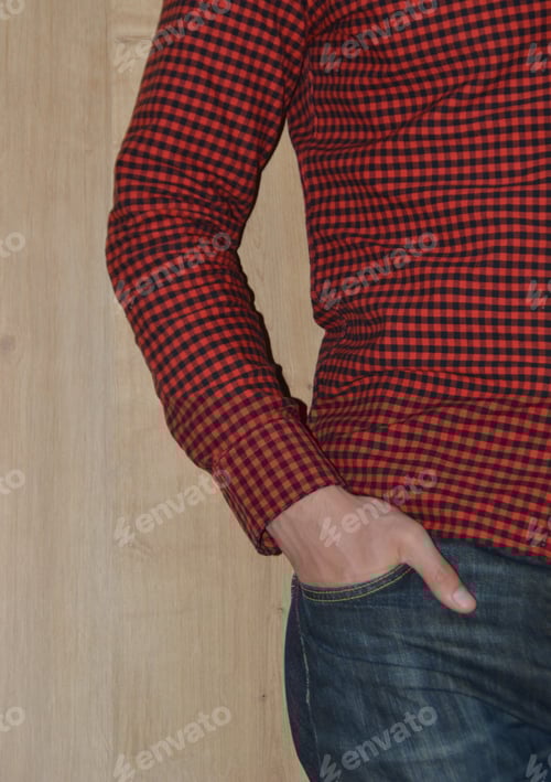 Preview: Torso Wearing a Plaid Shirt and Jeans